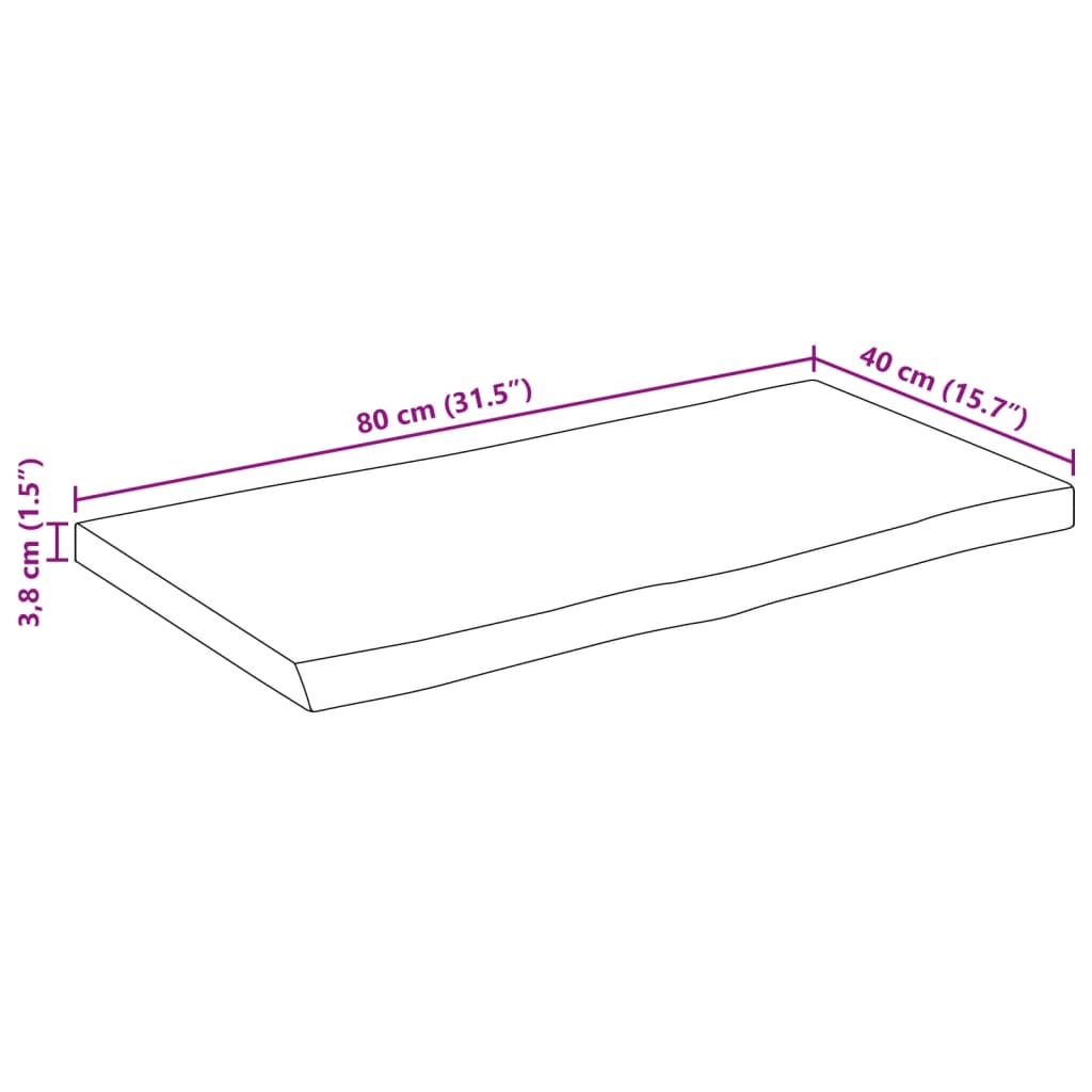 Tischplatte 40x40x2,5 cm Rechteckig Massivholz Akazie Baumkante