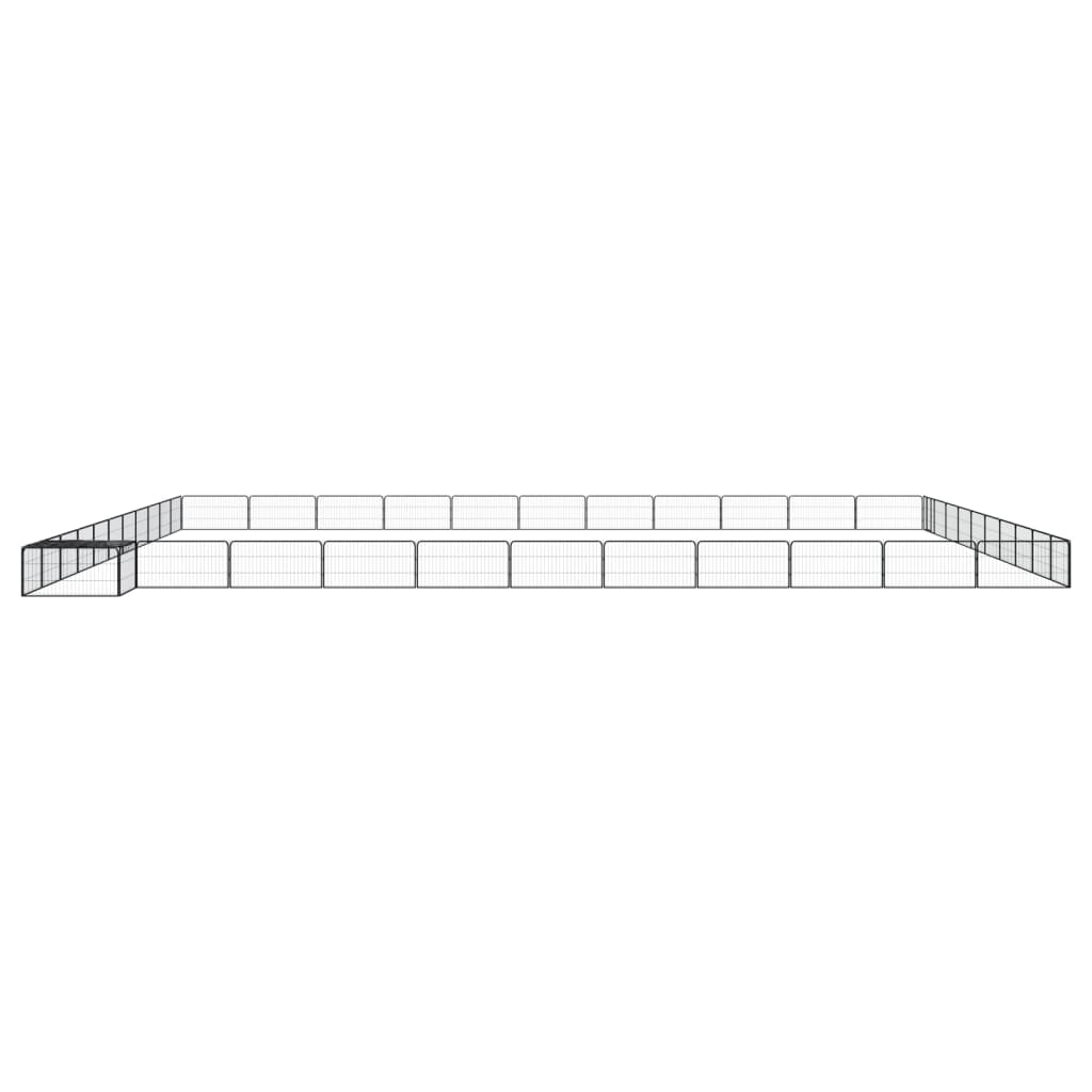 4-tlg. Hundelaufstall Schwarz 100x50cm Stahl Pulverbeschichtung
