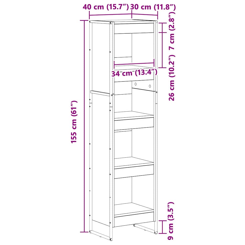 Bücherregal 2 pcs Schwarz Eichen-Optik 60 x 30 x 189,5 cm