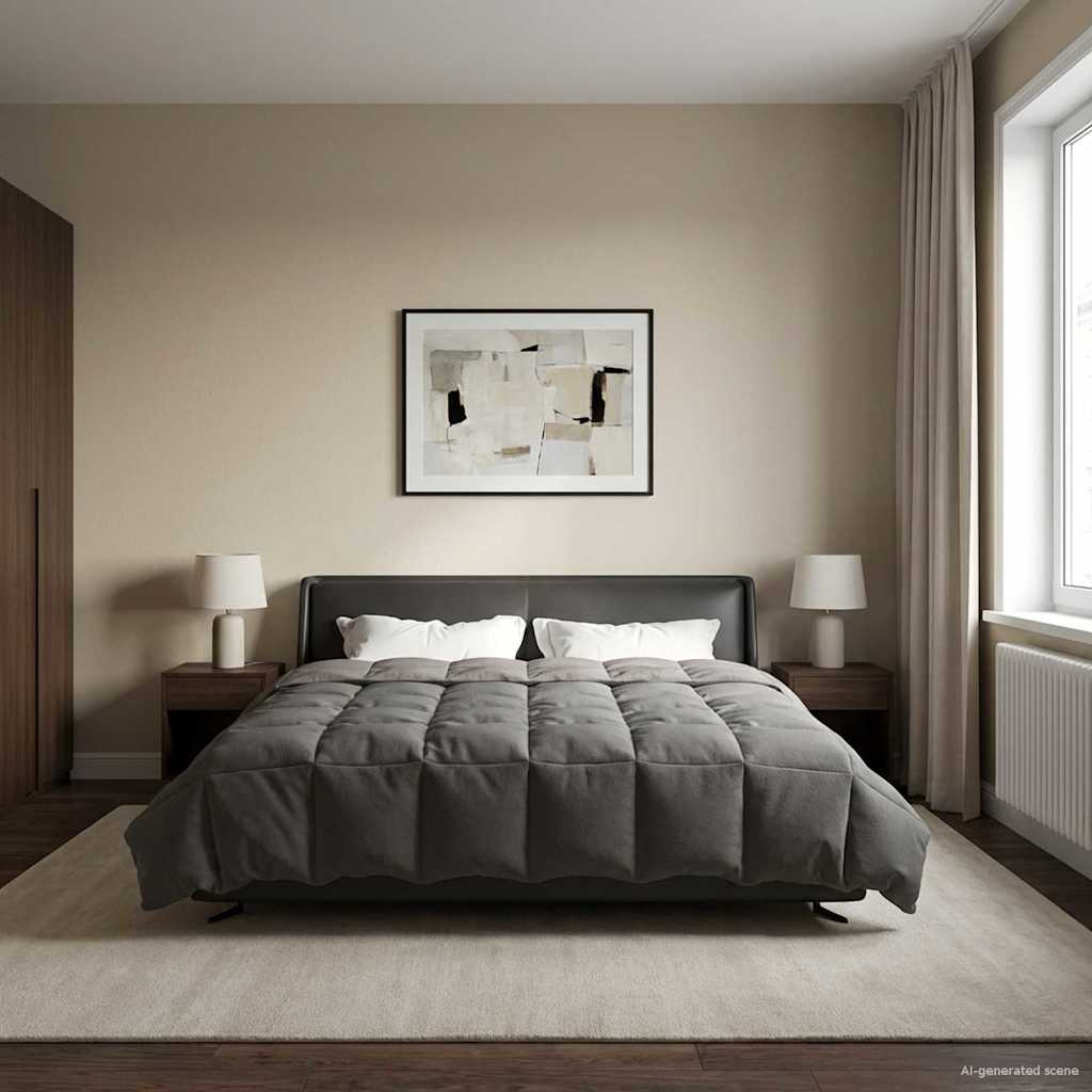 Winterbettdecke Gepolstert Anthrazit 240 x 260 cm Mikrofaser