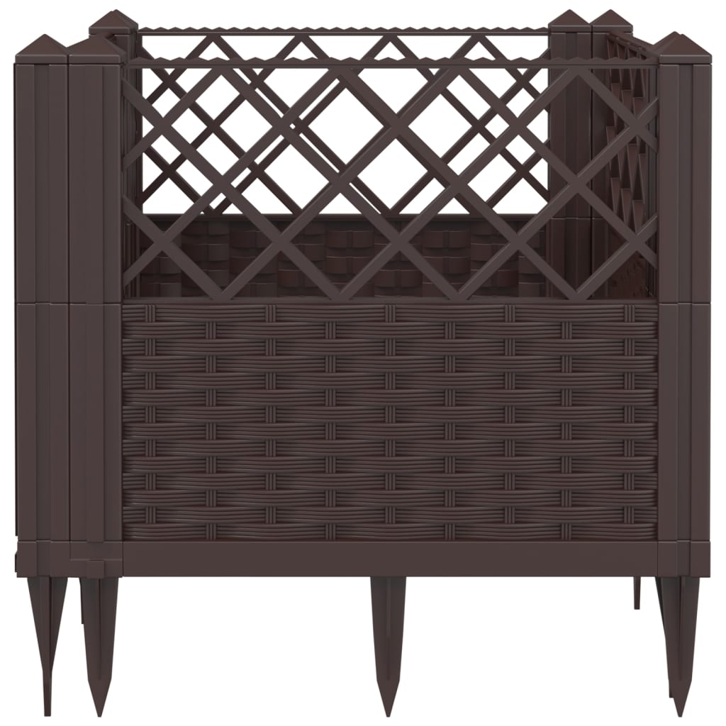 Pflanzkasten mit Erdspießen Schwarz 42,5x42,5x28,5 cm PP