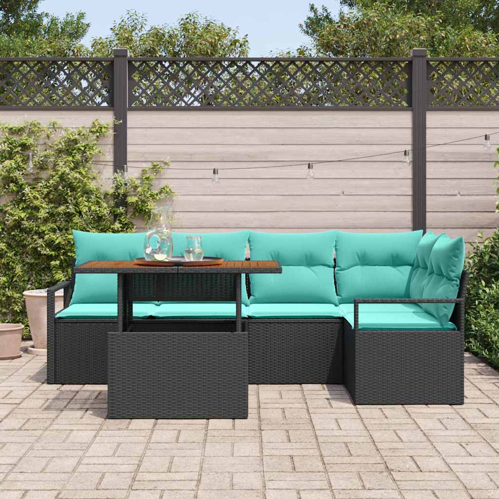 Garten Essgruppe mit Kissen 6 pcs Grau und Marineblau