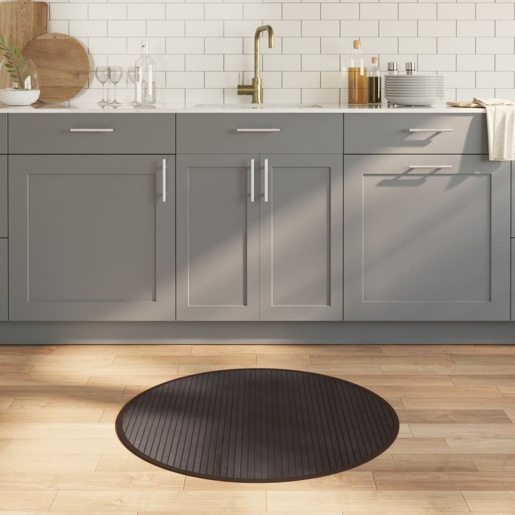 Teppich Rund Schwarz 60 cm Bambus