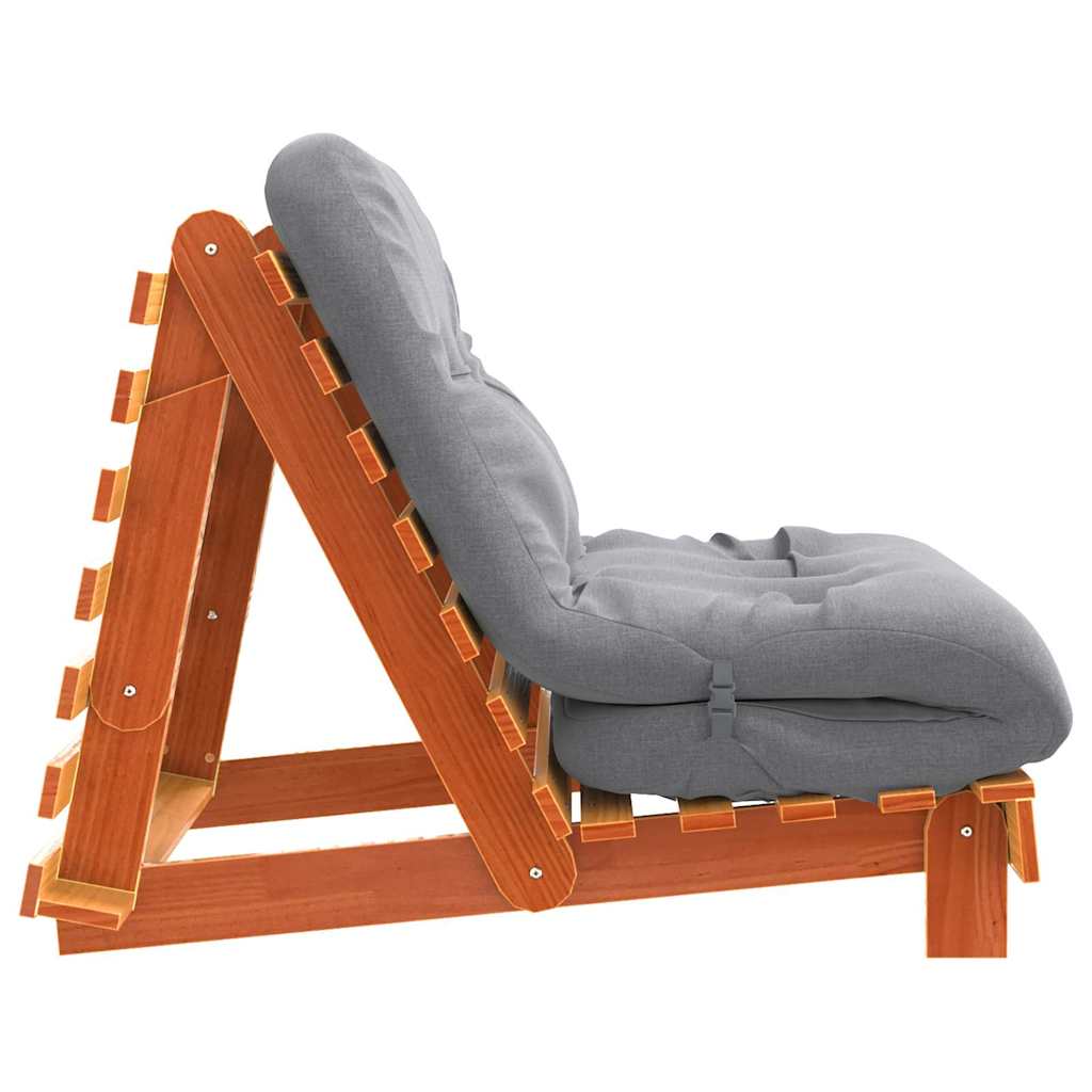 Futon Schlafsofa mit Matratze Braun 70x206x11 Massivholz Kiefer