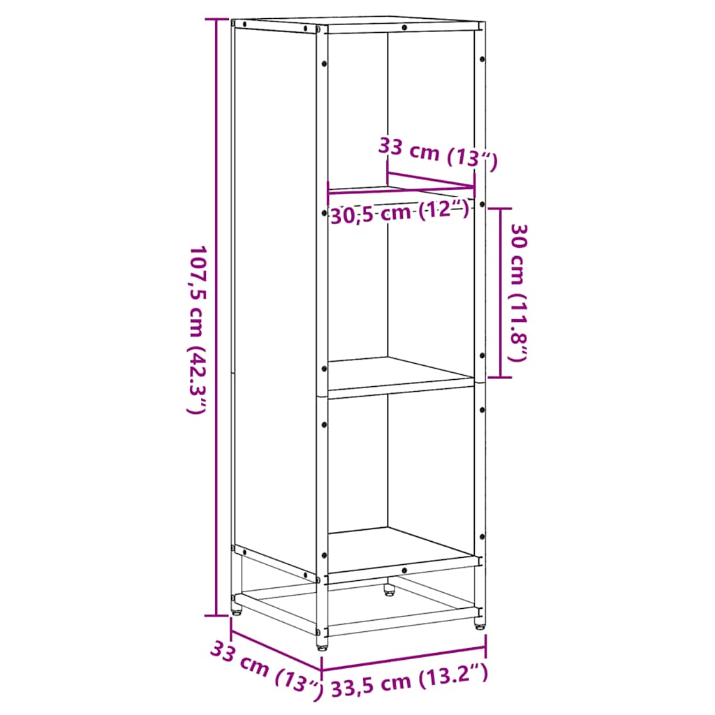 Bücherregal Schwarz 97,5x33x107,5 cm Holzwerkstoff und Metall