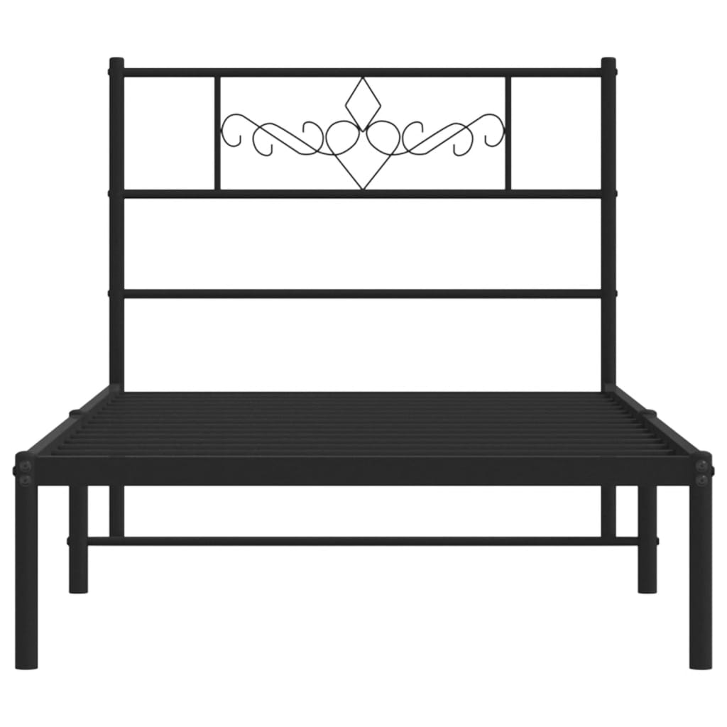 Bettgestell mit Kopfteil Metall Schwarz 100x190 cm