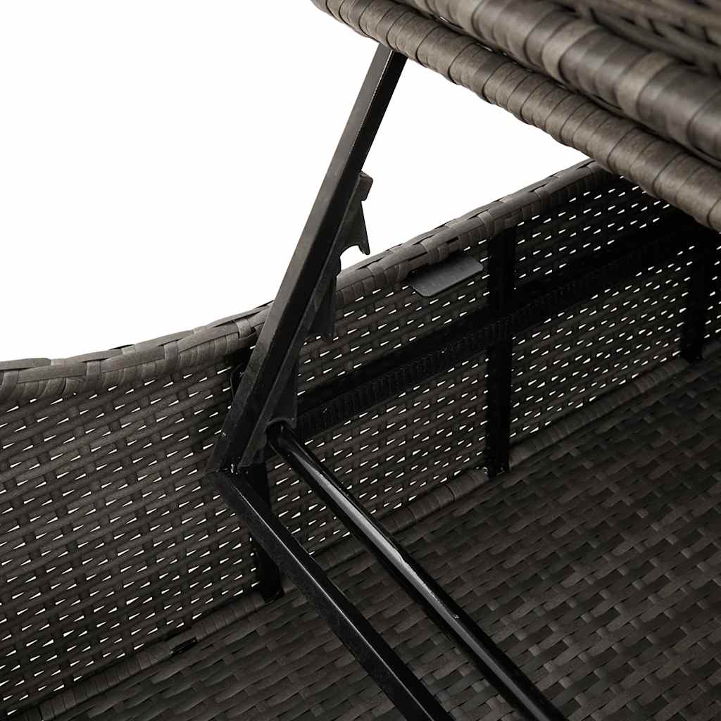Klappliege mit Auflage und Stauraum Schwarz Poly-Rattan