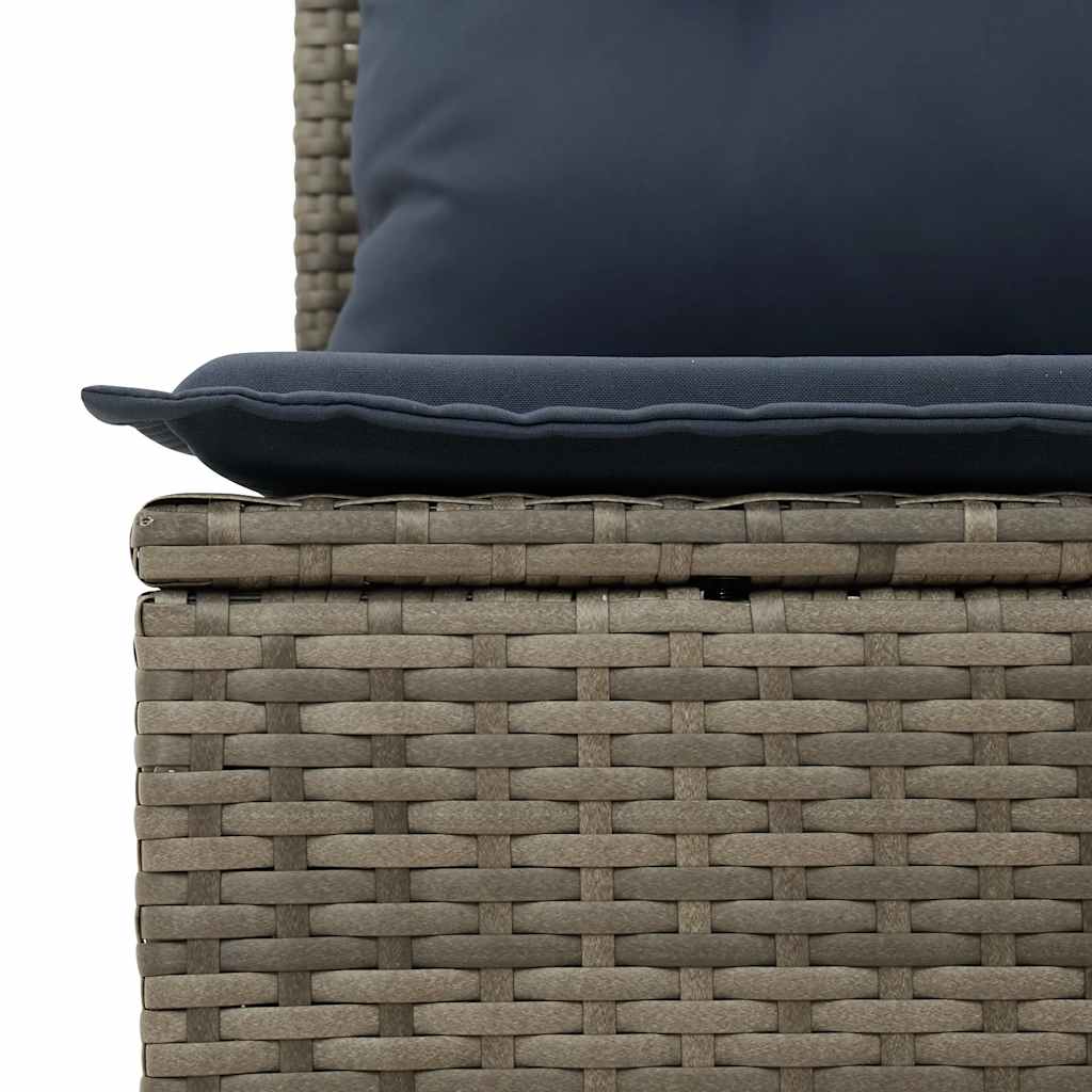 10-teiliges Gartensofa-Set mit Kissen, schwarzes Polyrattan