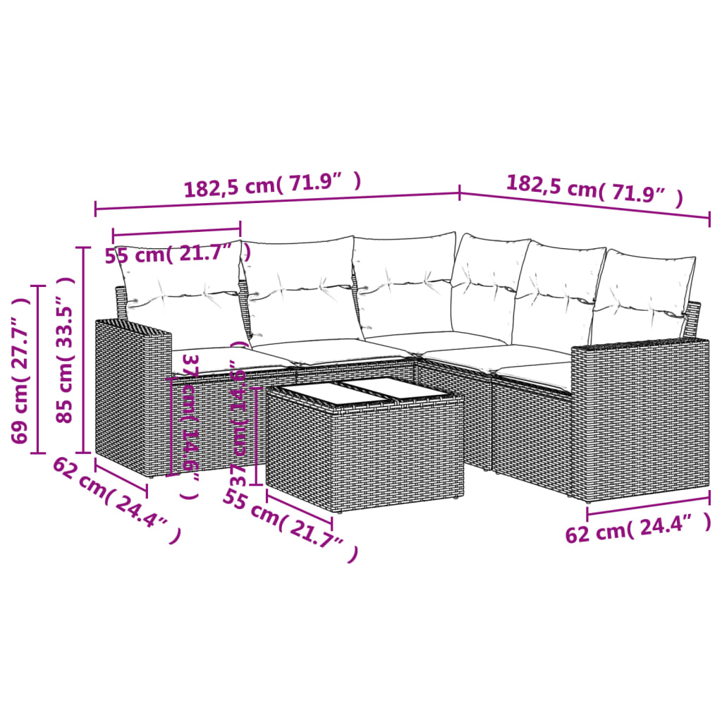 5-tlg. Garten-Sofagarnitur mit Kissen Schwarz Poly Rattan