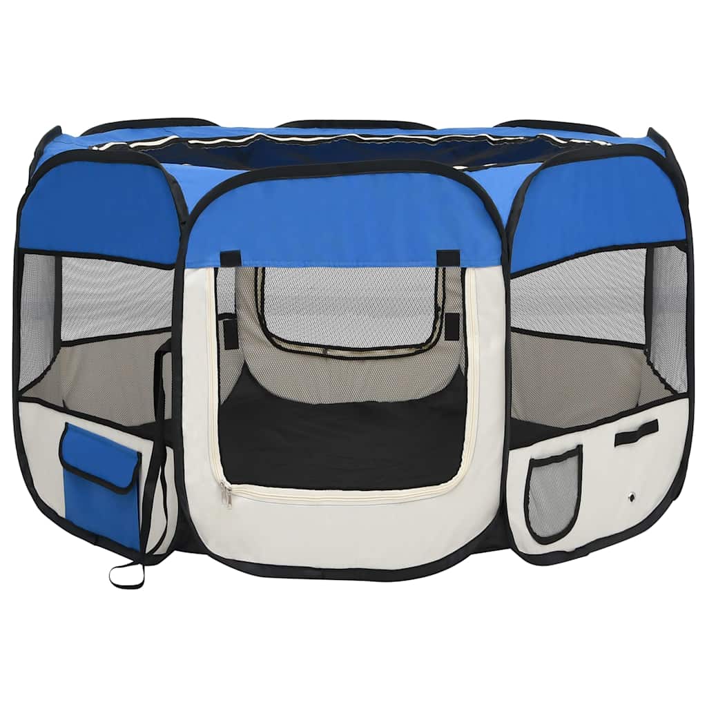 Faltbarer Welpenlaufstall mit Tragetasche Schwarz 90x90x58 cm