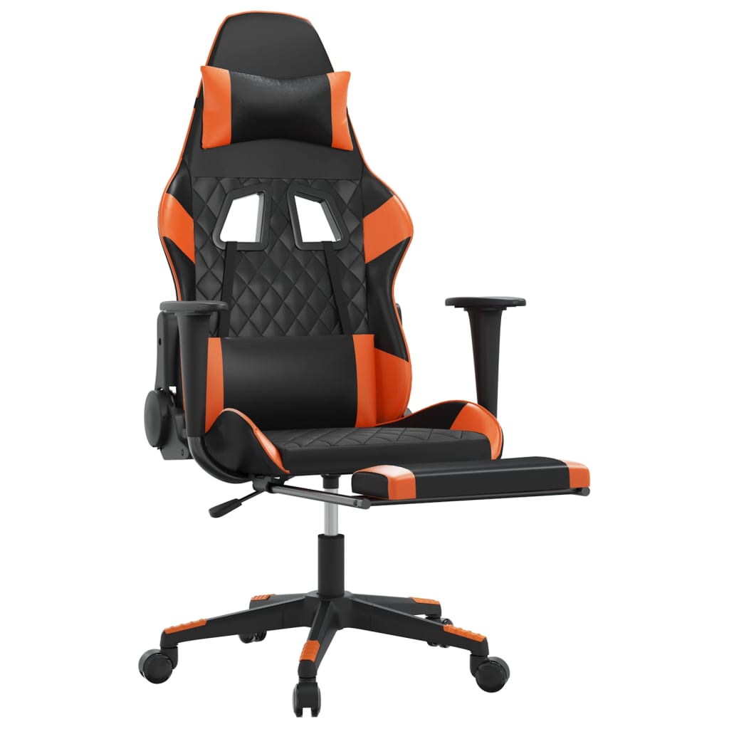 Gaming-Stuhl mit Massagefunktion Schwarz und Blau Kunstleder
