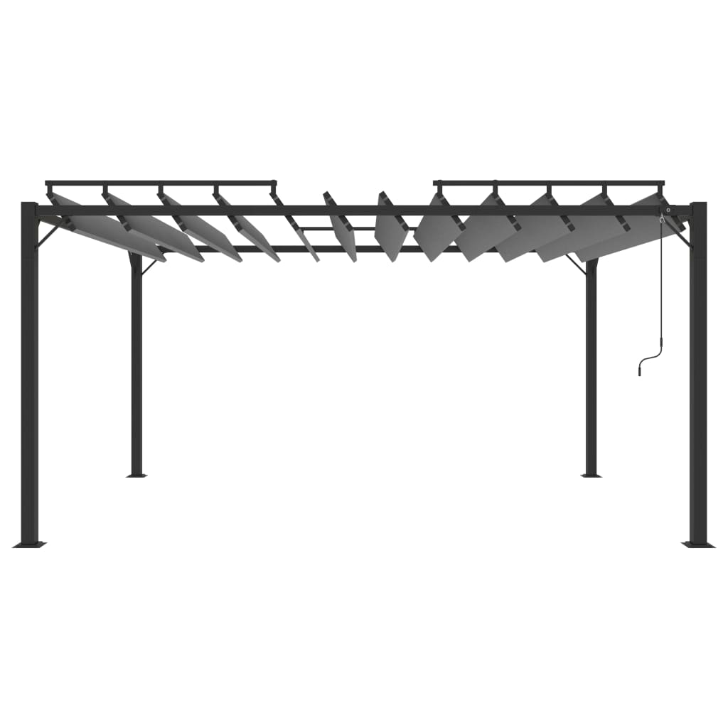 Pergola mit Lamellendach 3x3 m Creme Stoff und Aluminium