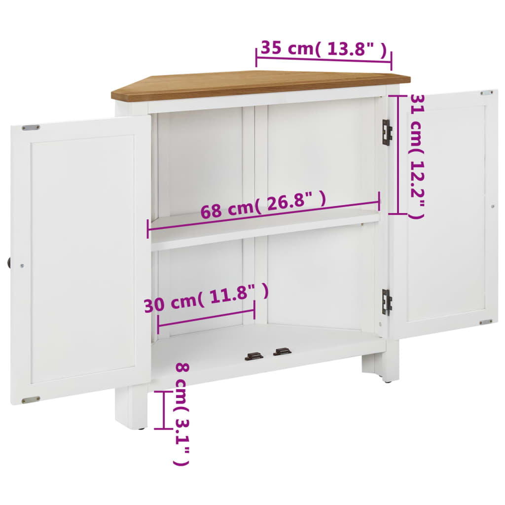 Eckschrank 80x33,5x78 cm Massivholz Eiche