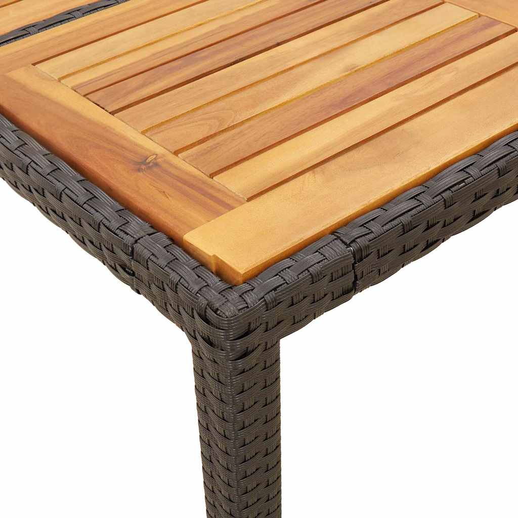 Gartentisch 190x90x75 cm Akazienholz und Poly Rattan Schwarz