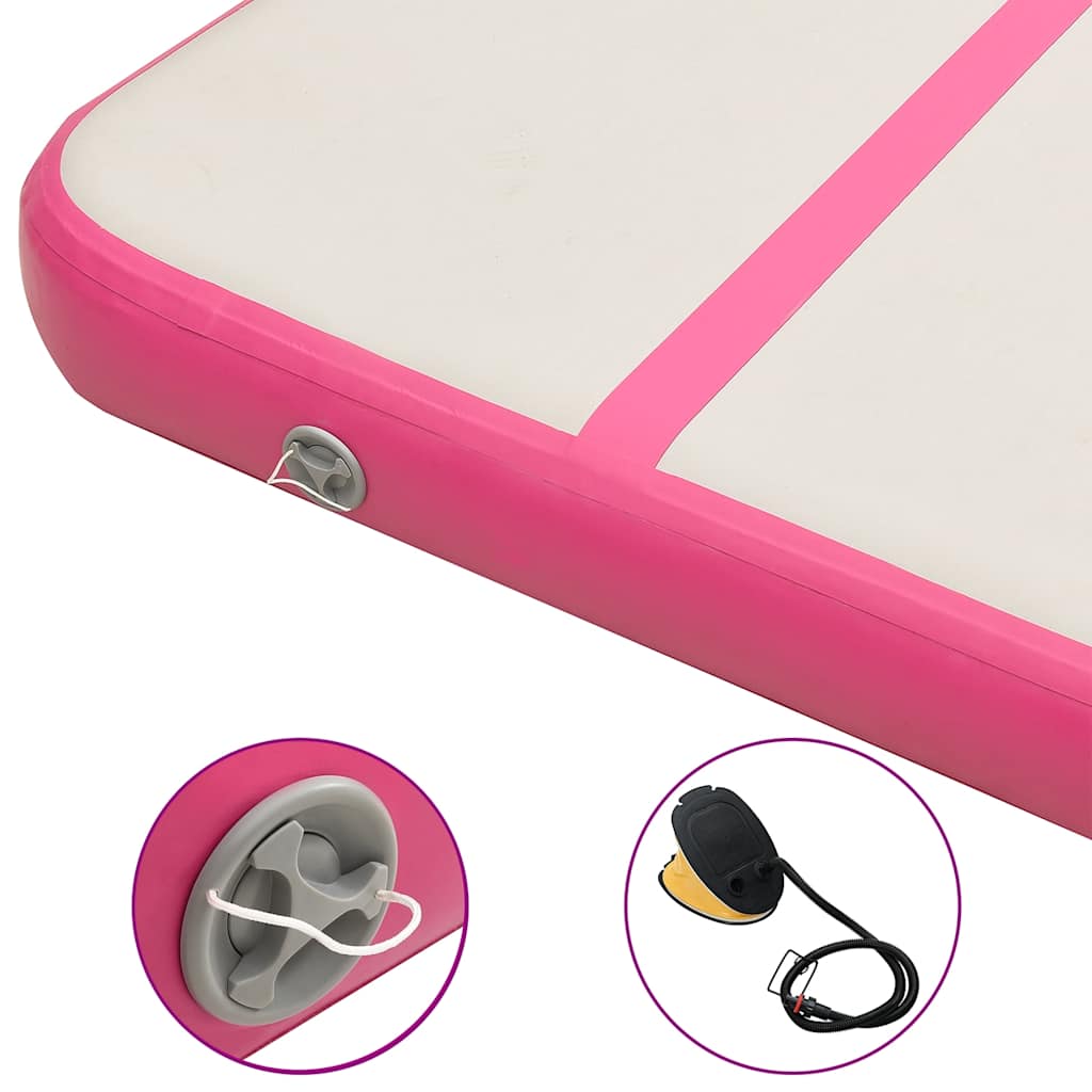 Aufblasbare Gymnastikmatte mit Pumpe 300×100×10 cm PVC Rosa