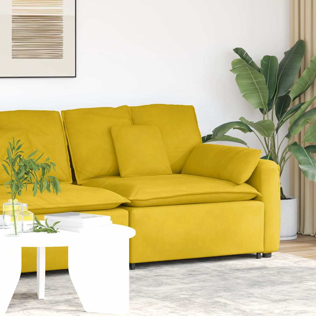 Modulares Sofa Endmodul mit Armlehne Kissen Blau 100 cm