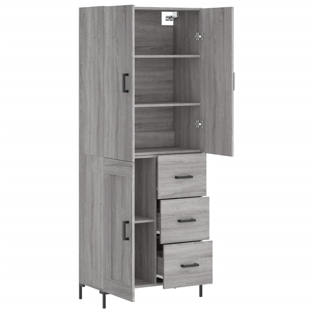 Highboard Betongrau 69,5x34x180 cm Holzwerkstoff