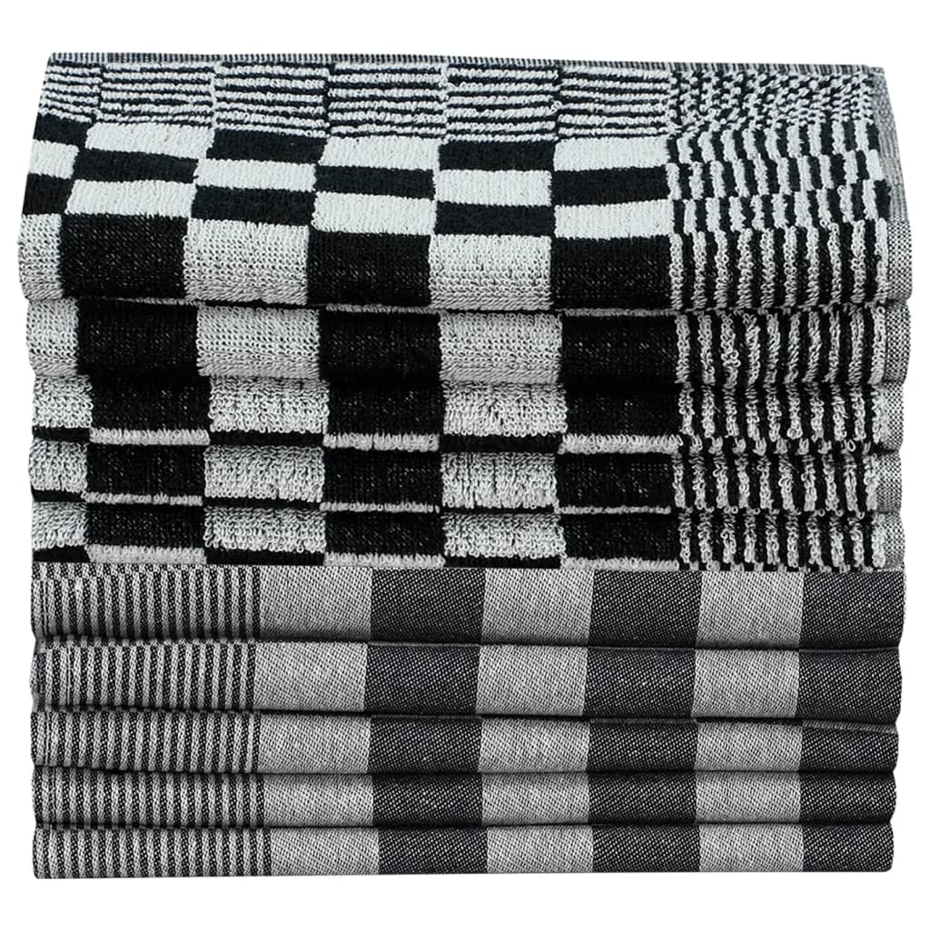 10-tlg. Handtuch-Set Schwarz und Grau Baumwolle