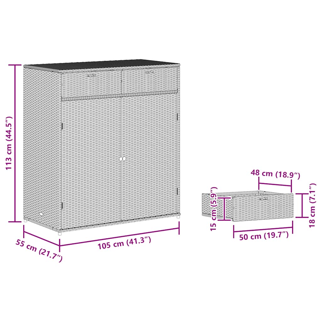Gartenschrank Schwarz 55x55x111 cm Poly Rattan