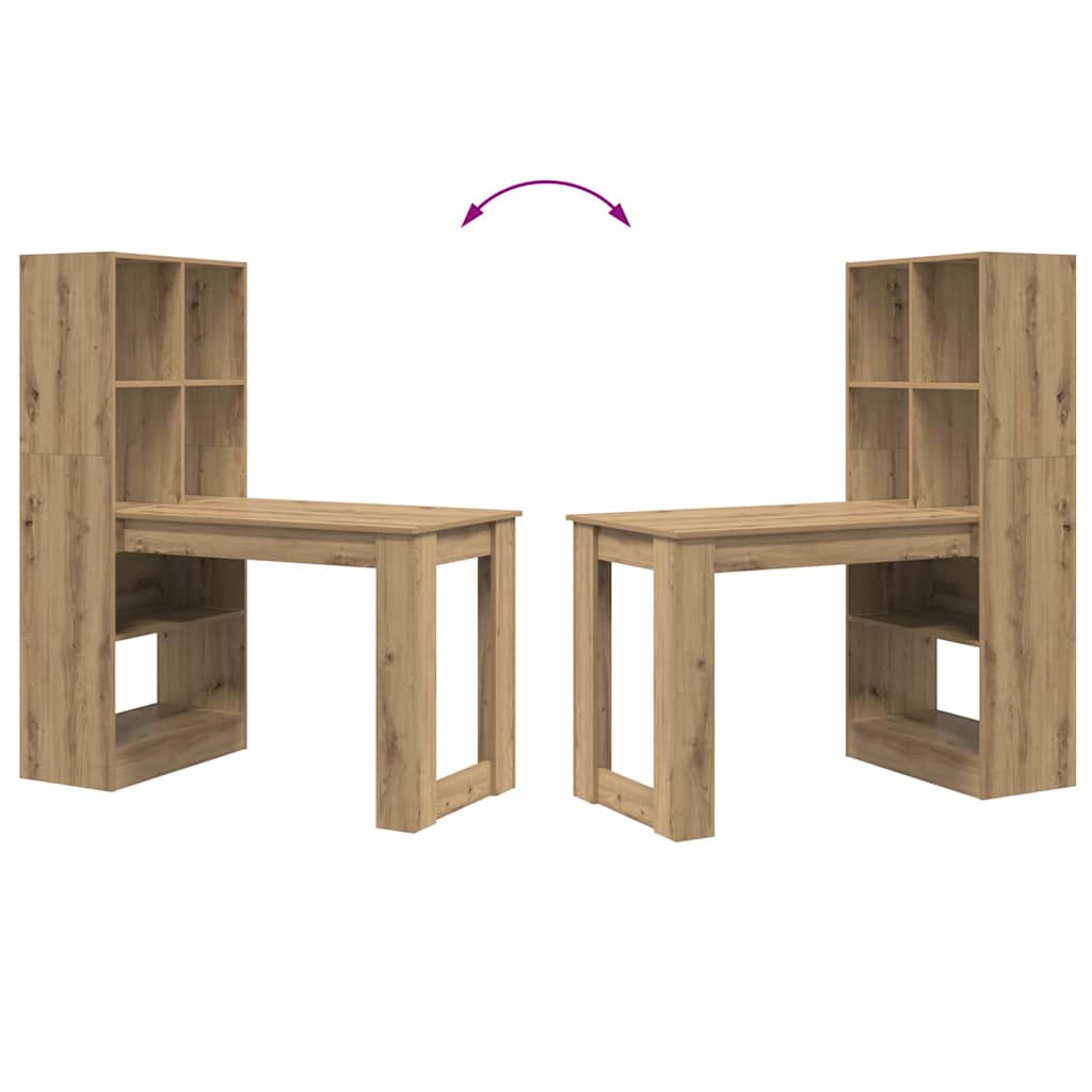 Schreibtisch mit Regal Schwarz Eichen-Optik 122 x 67 x 145 cm