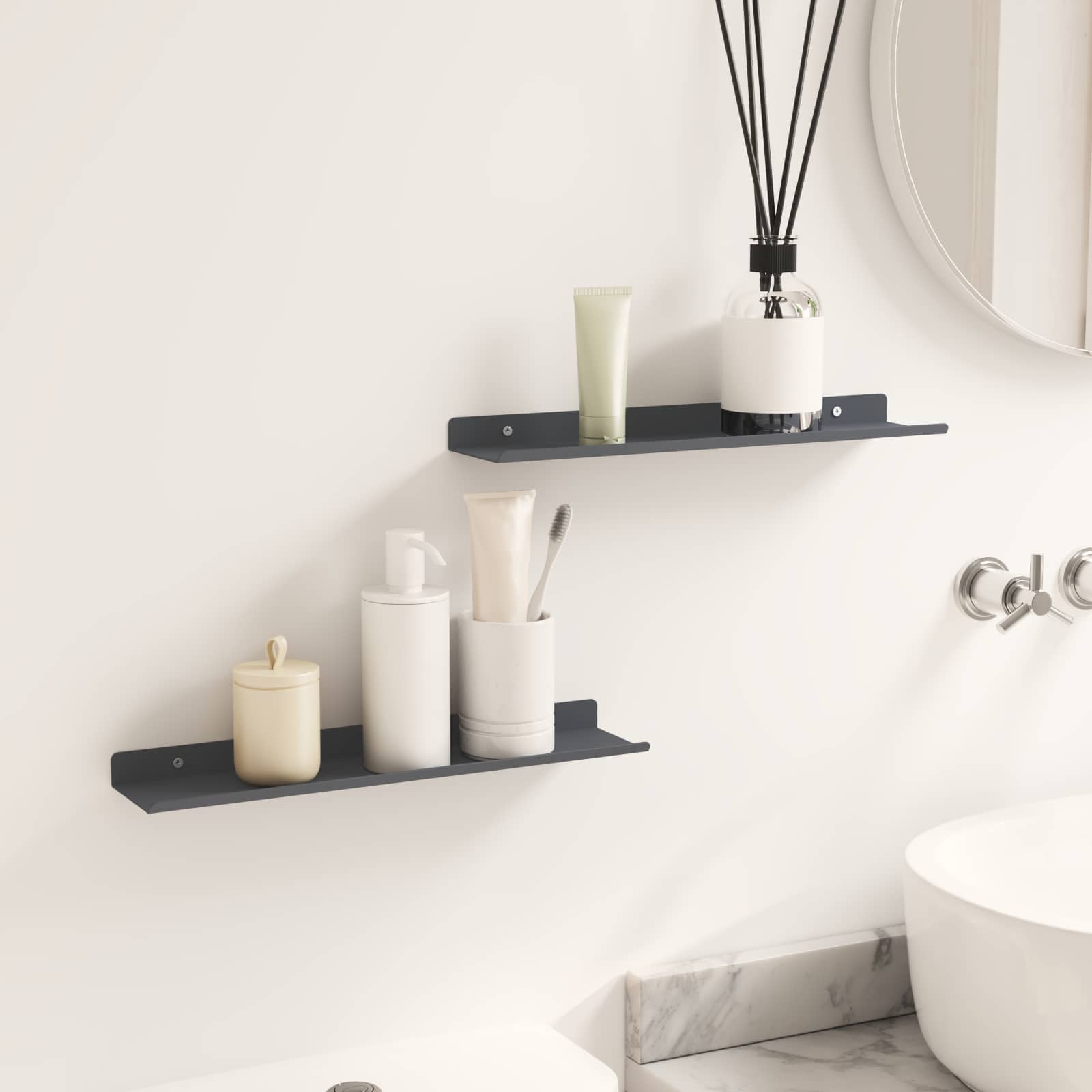 Schwebendes Regal 3 pcs Schwarz 40 x 9 x 2,5 cm Stahl