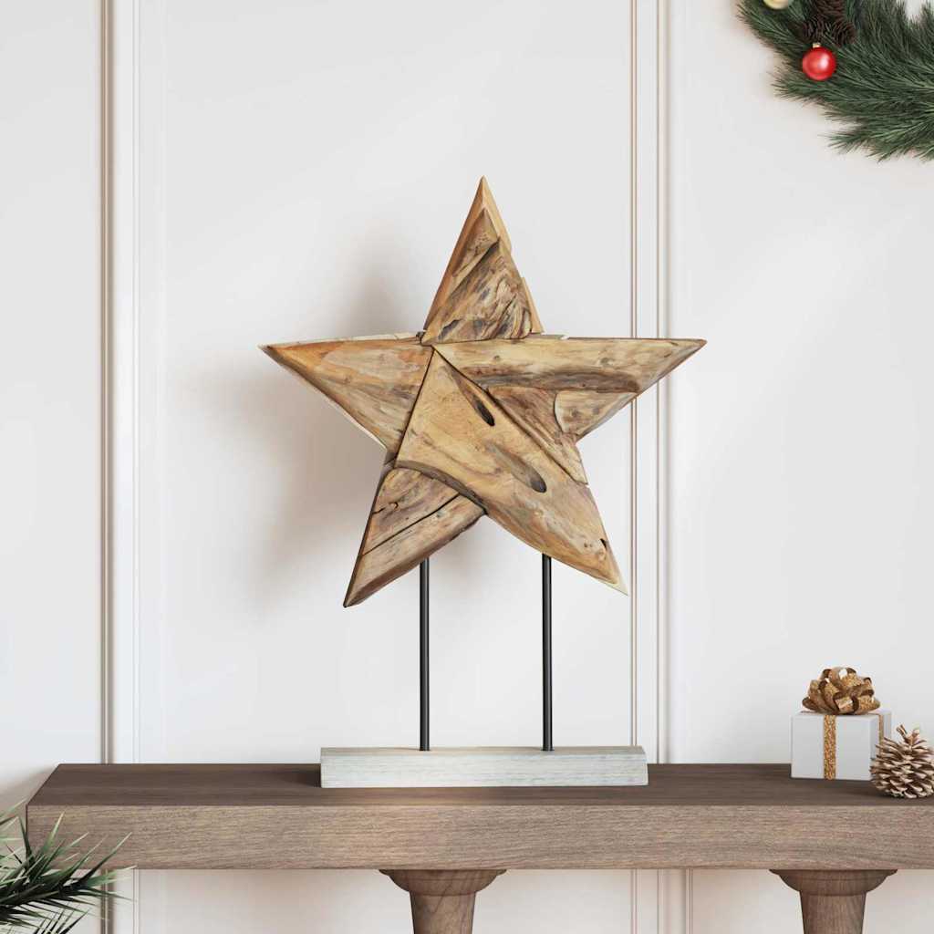 Weihnachtsstern Braun 31 x 15 x 46 cm Massivholz Teak