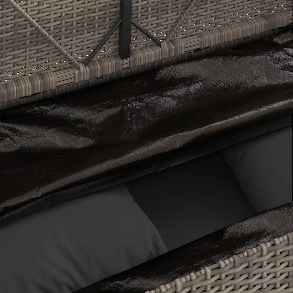 Gartenbank mit Kissen Schwarz Poly Rattan