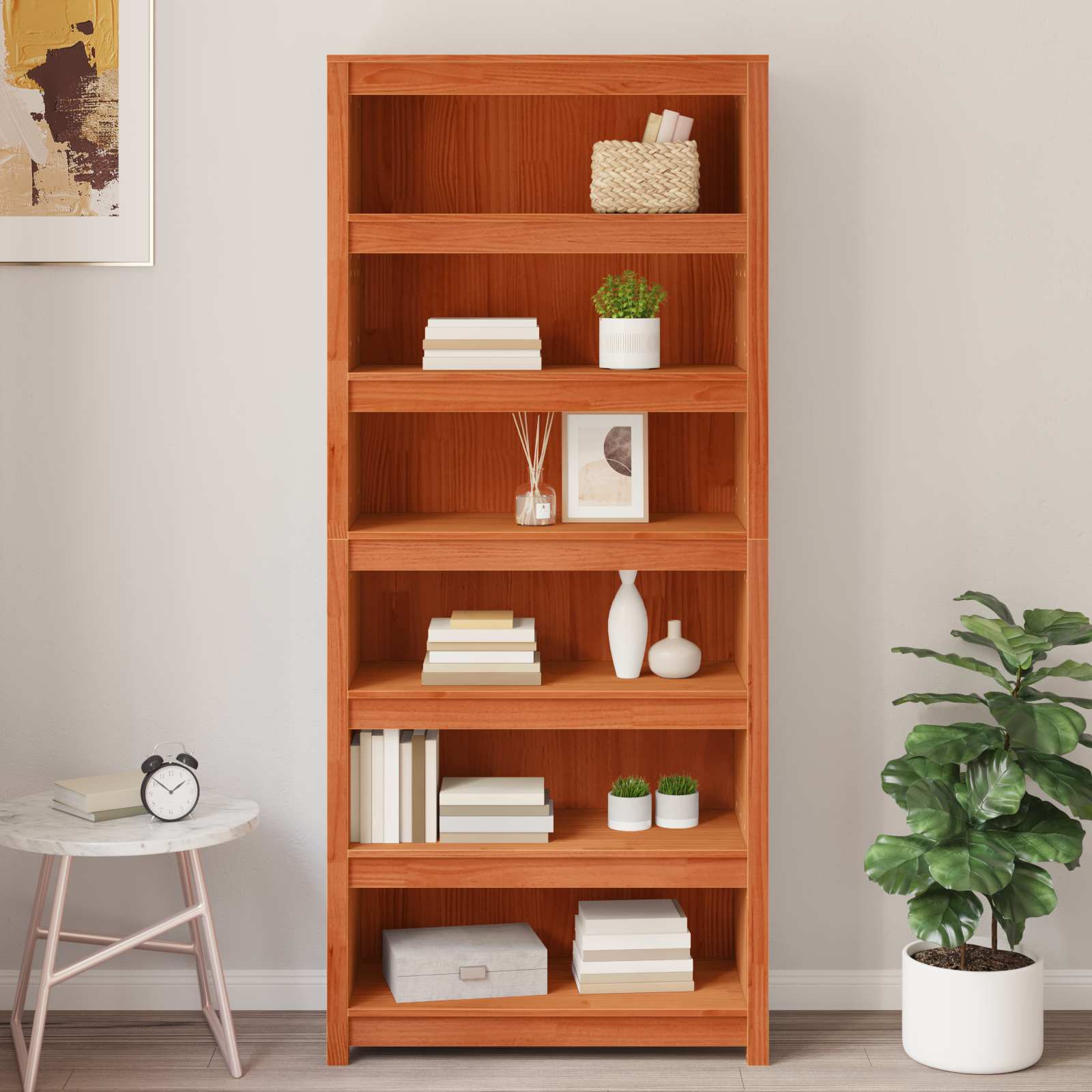Bücherregal Grau 80x35x68 cm Massivholz Kiefer
