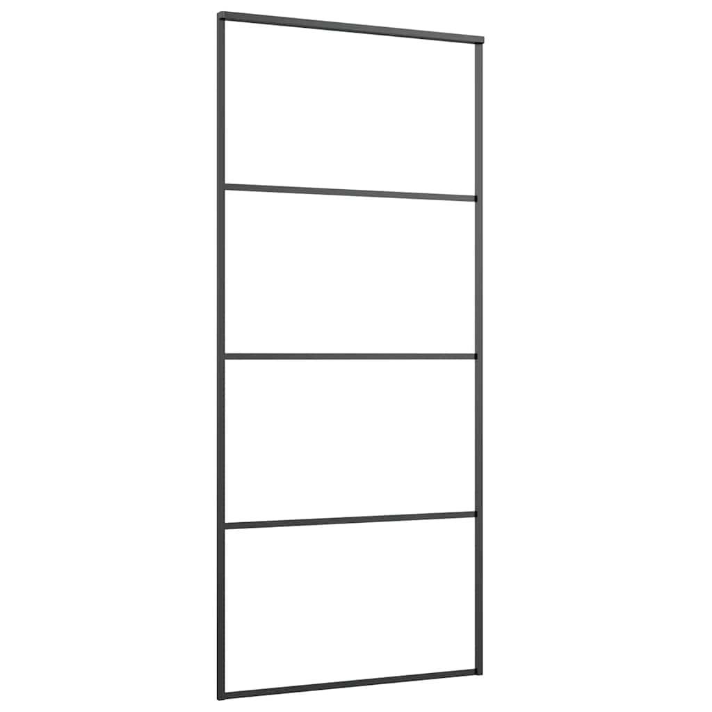 Schiebetür mit Beschlag Schwarz 76x205 cm ESG-Glas