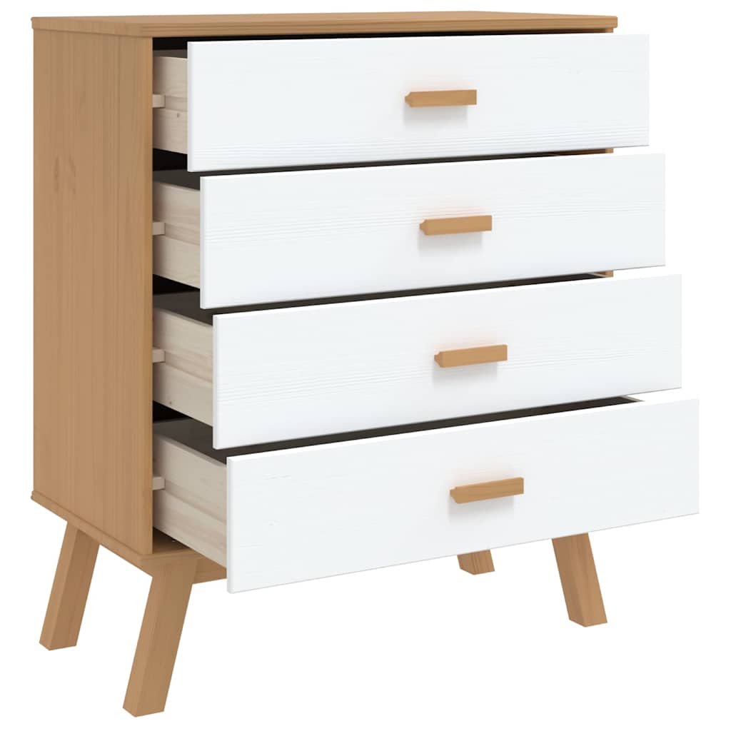Schubladenschrank OLDEN Braun Massivholz Kiefer
