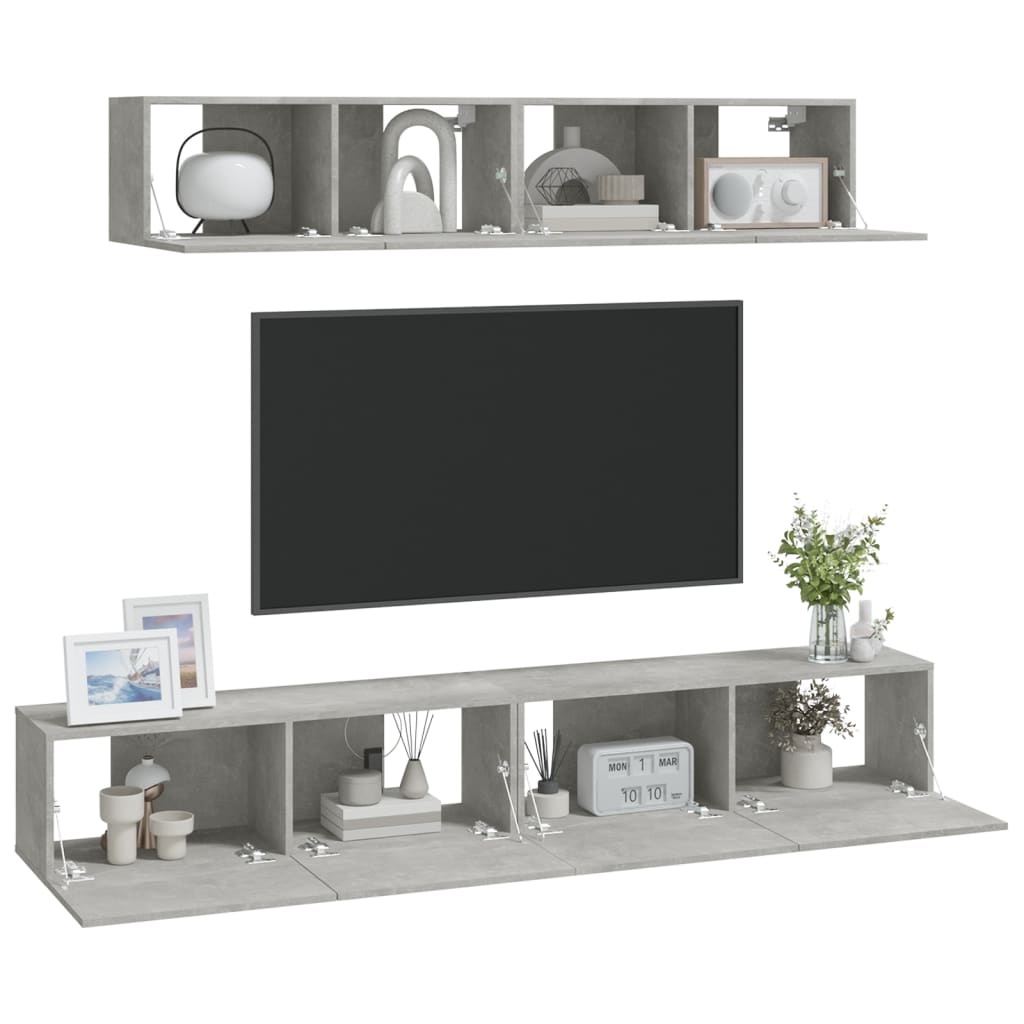 4-tlg. TV-Schrank-Set Weiß Holzwerkstoff