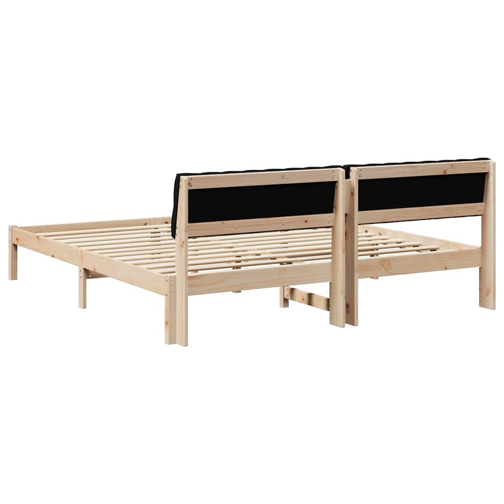 Bettgestell Braun und hellgrau 200 x 200 cm Massivholz Kiefer
