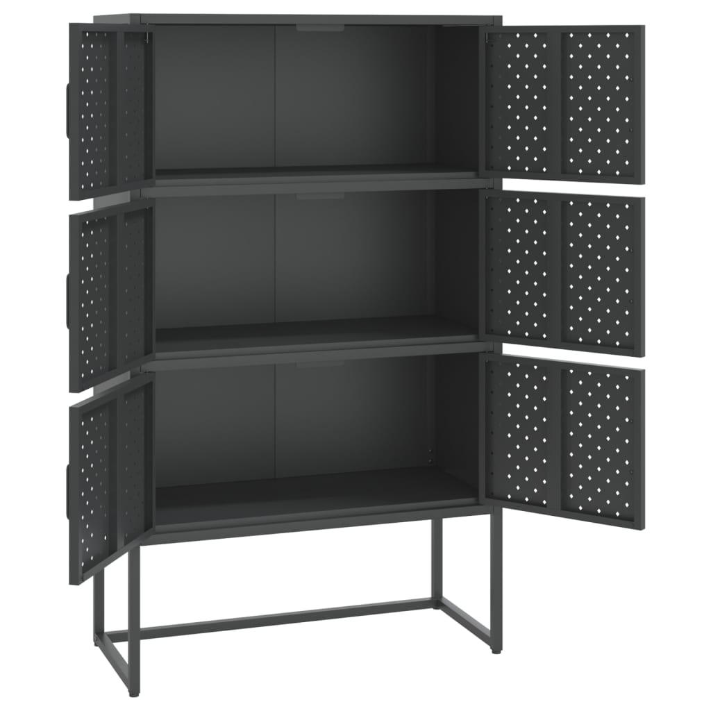 Highboard Schwarz 80x35x135 cm Stahl