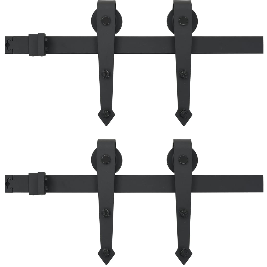 Schiebetürbeschlag-Set 183 cm Stahl Schwarz