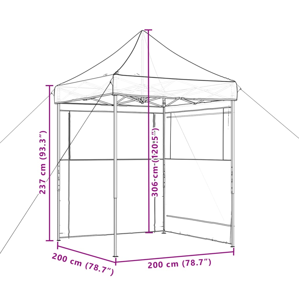 Partyzelt Faltbar Pop-Up Schwarz 200x200x306 cm