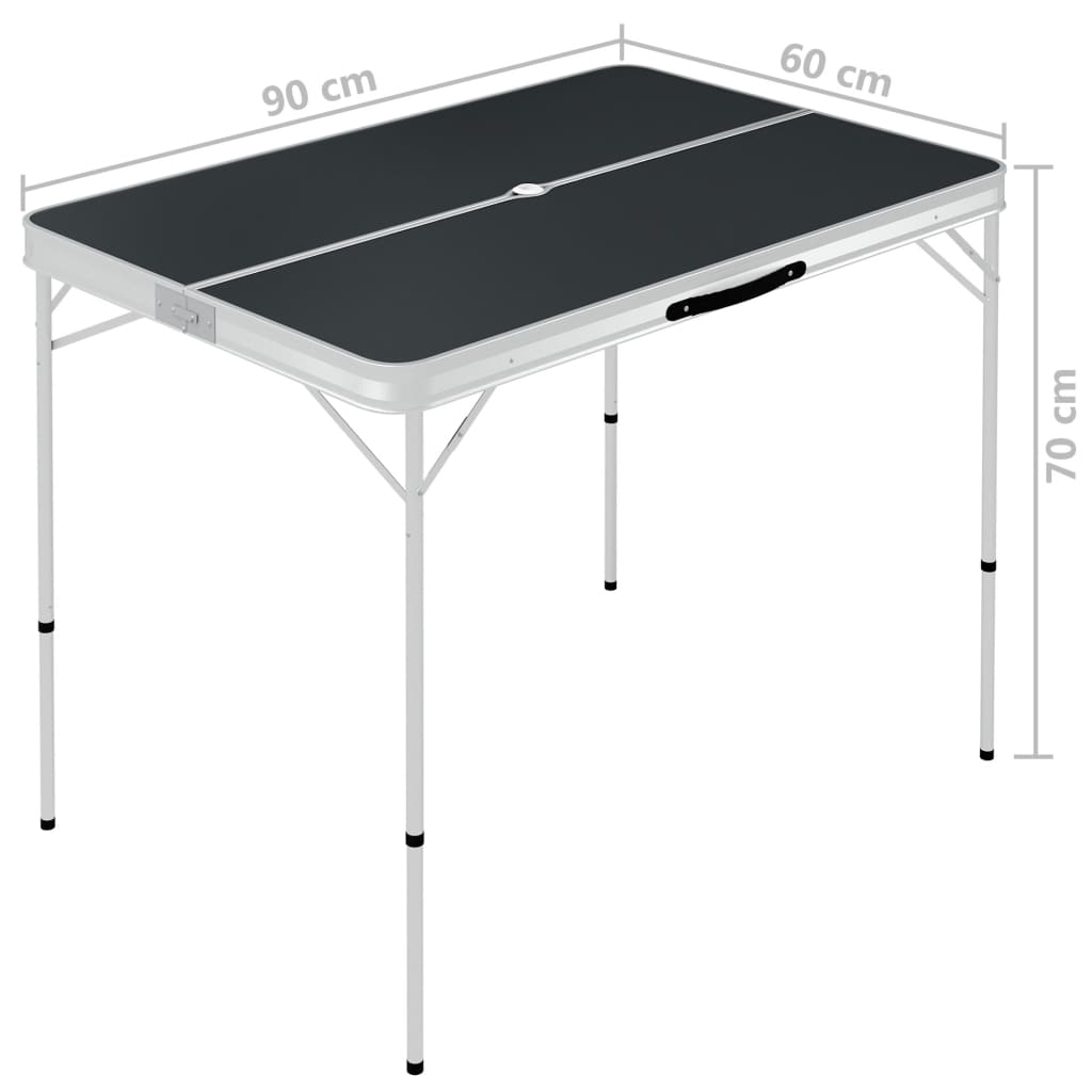 Klappbarer Campingtisch mit 2 Sitzbänken Aluminium Weiß