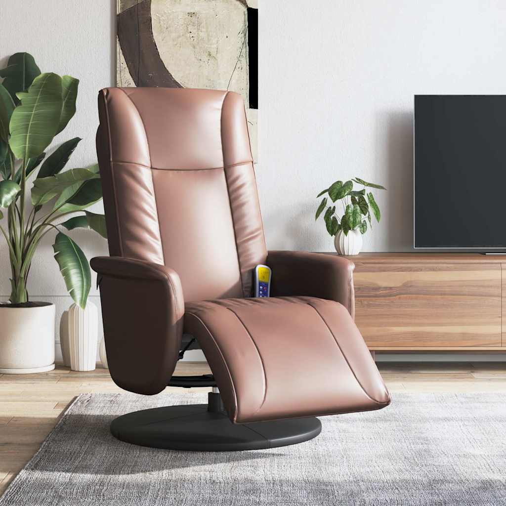 Massagesessel mit Fußteil Creme Kunstleder