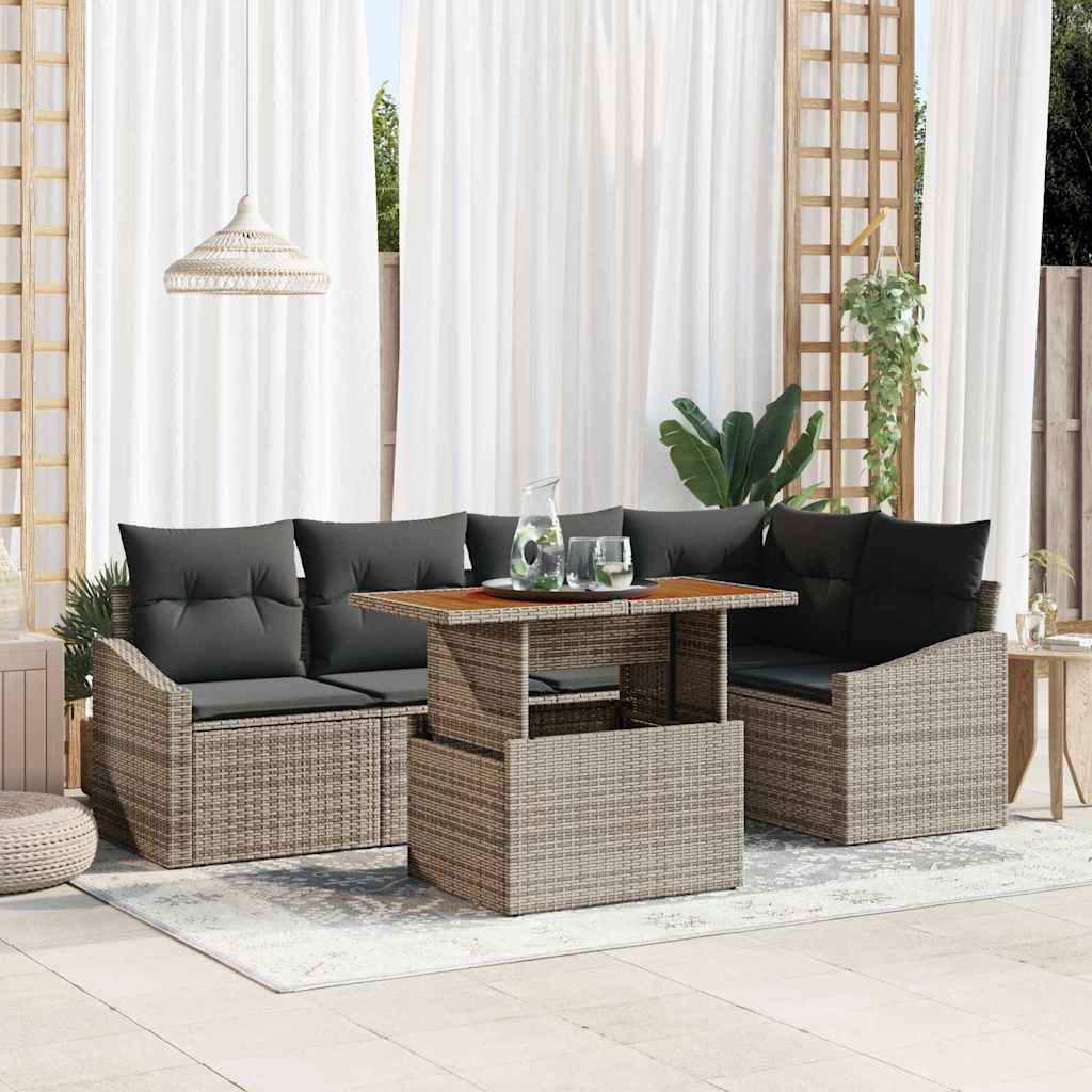 Garten Essgruppe mit Kissen 6 pcs Schwarz und Creme