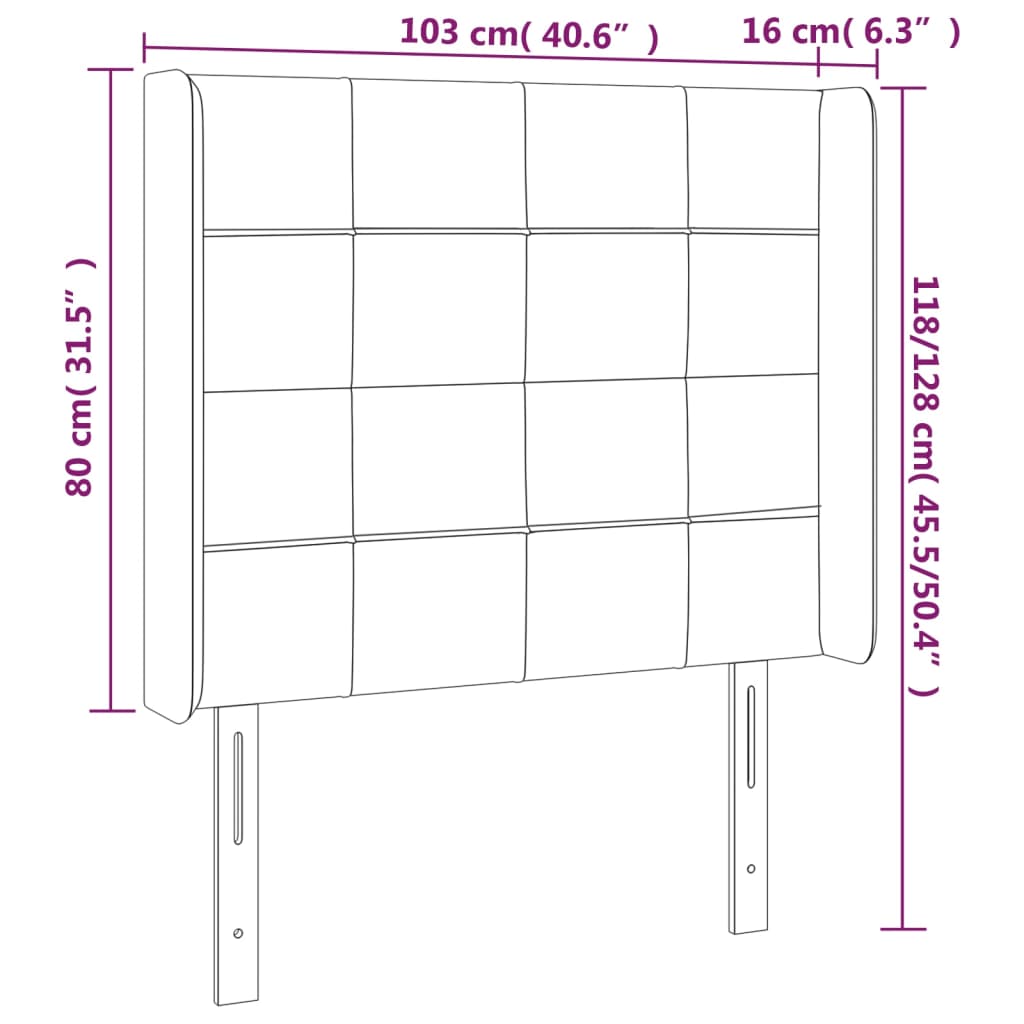 Kopfteil mit Ohren Dunkelblau 93x16x78/88 cm Samt