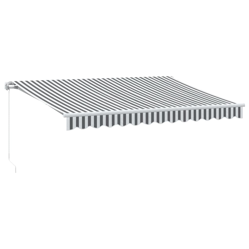 Markise Manuell Einziehbar mit LED 300x250 cm Blau und Weiß