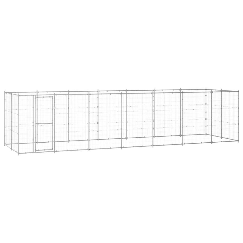 Outdoor-Hundezwinger mit Überdachung Stahl 7,26 m²