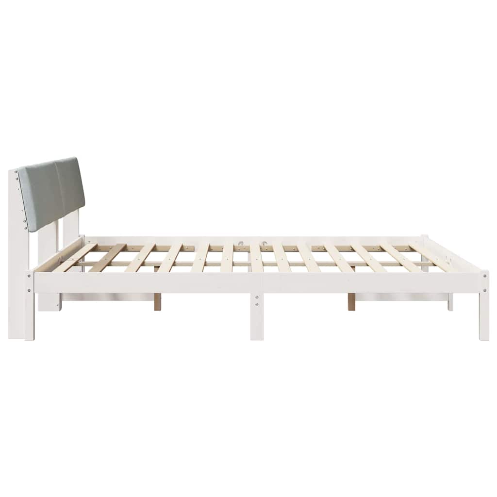 Bettgestell Braun und hellgrau 200 x 200 cm Massivholz Kiefer