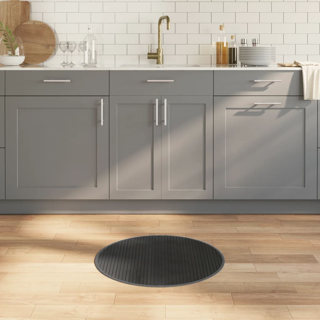 Teppich Rund Schwarz 60 cm Bambus
