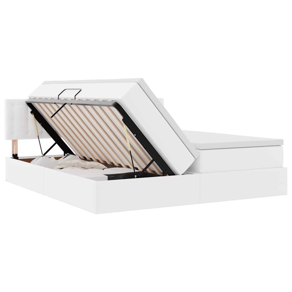 Bett mit Stauraum und LED Schwarz 180 x 200 cm Kunstleder