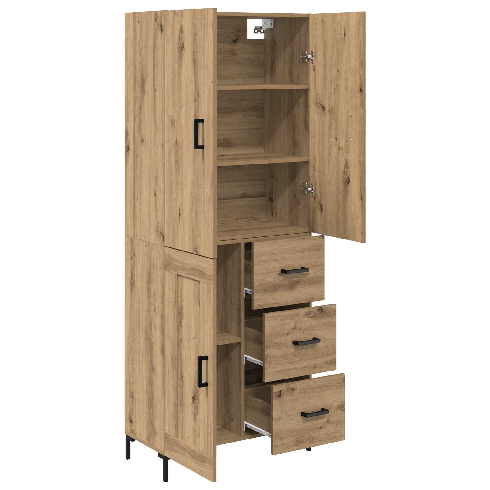 Highboard Betongrau 69,5x34x180 cm Holzwerkstoff