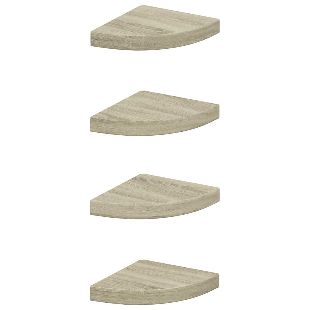 Schwebende Eckregale 2 Stk. Hochglanz-Weiß 25x25x3,8 cm MDF