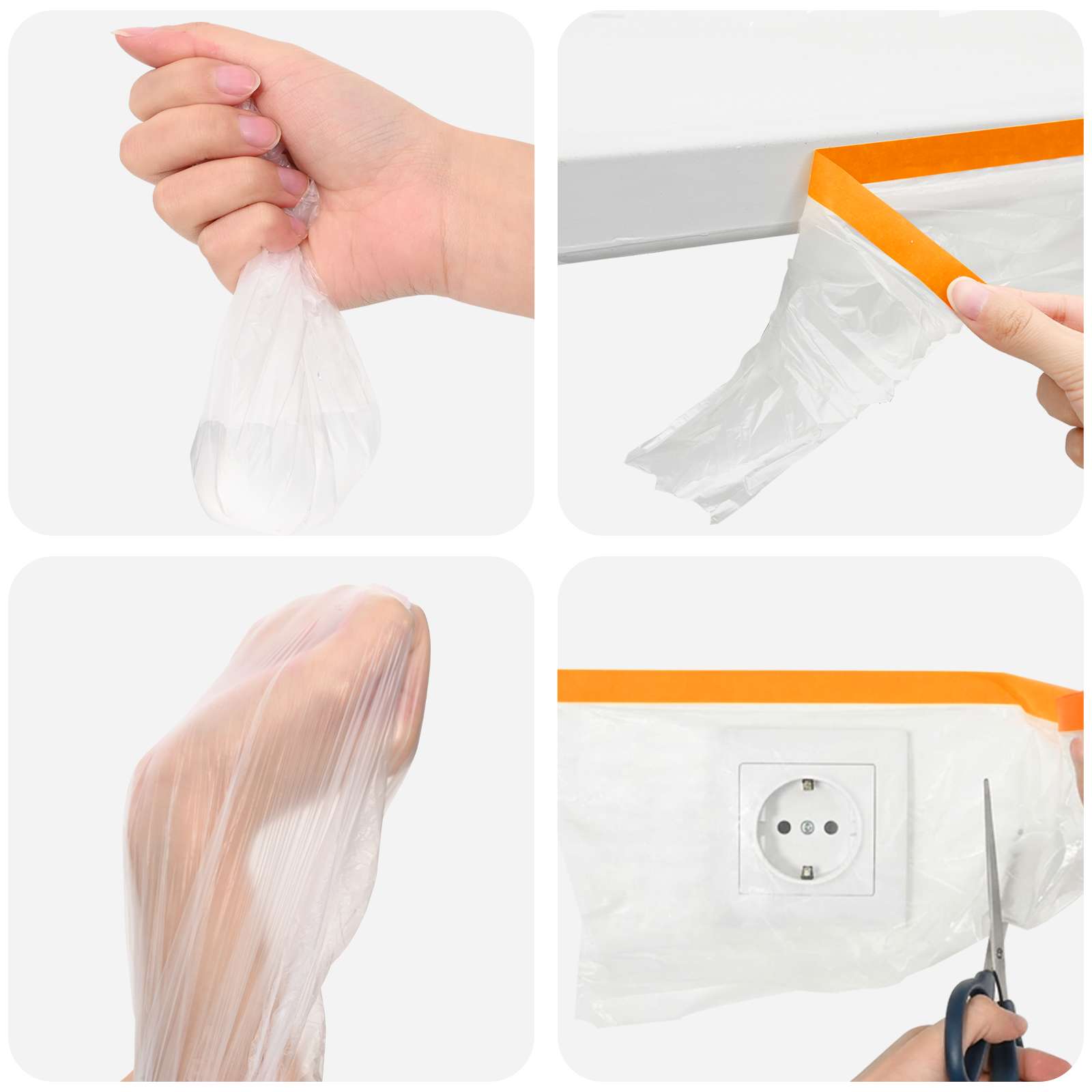 Staubschutzfolie mit Klebeband 6 pcs Transparent 30 x 3300 cm
