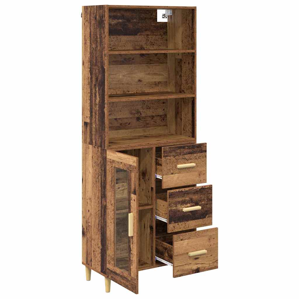 Highboard Altholz 69,5 x 32,5 x 180 cm Holzwerkstoff