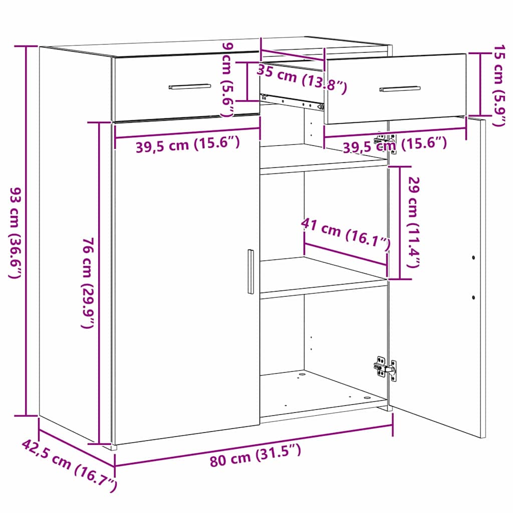 Badschrank Altholz 80 x 42,5 x 93,5 cm Holzwerkstoff