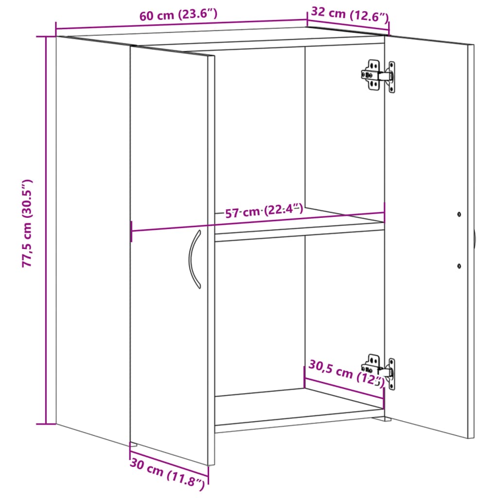Aktenschrank Weiß 60x32x153 cm Holzwerkstoff